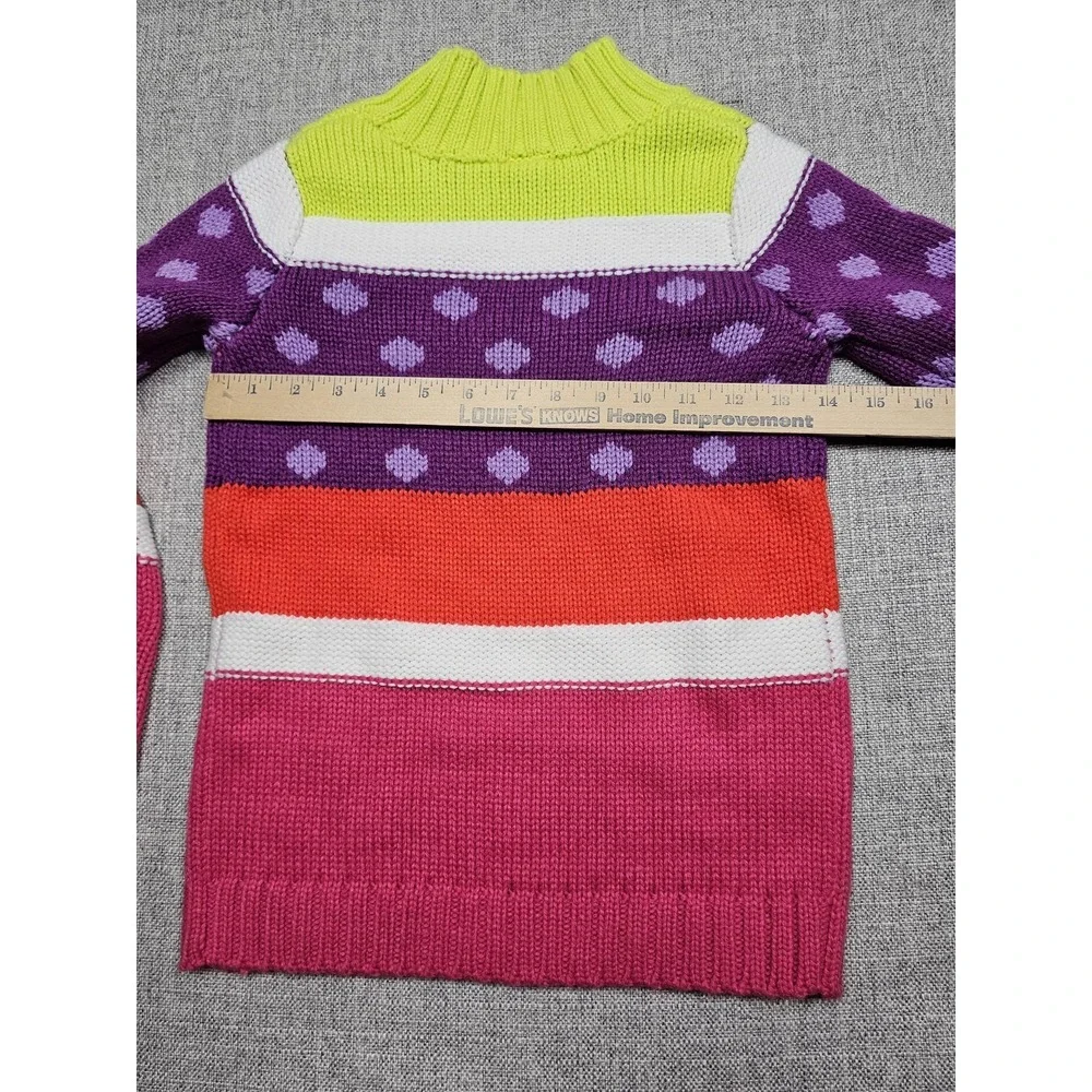 Gymboree Sweater Girls Medium 7-8 Multi Color Stripe Dot Mock Neck Knit